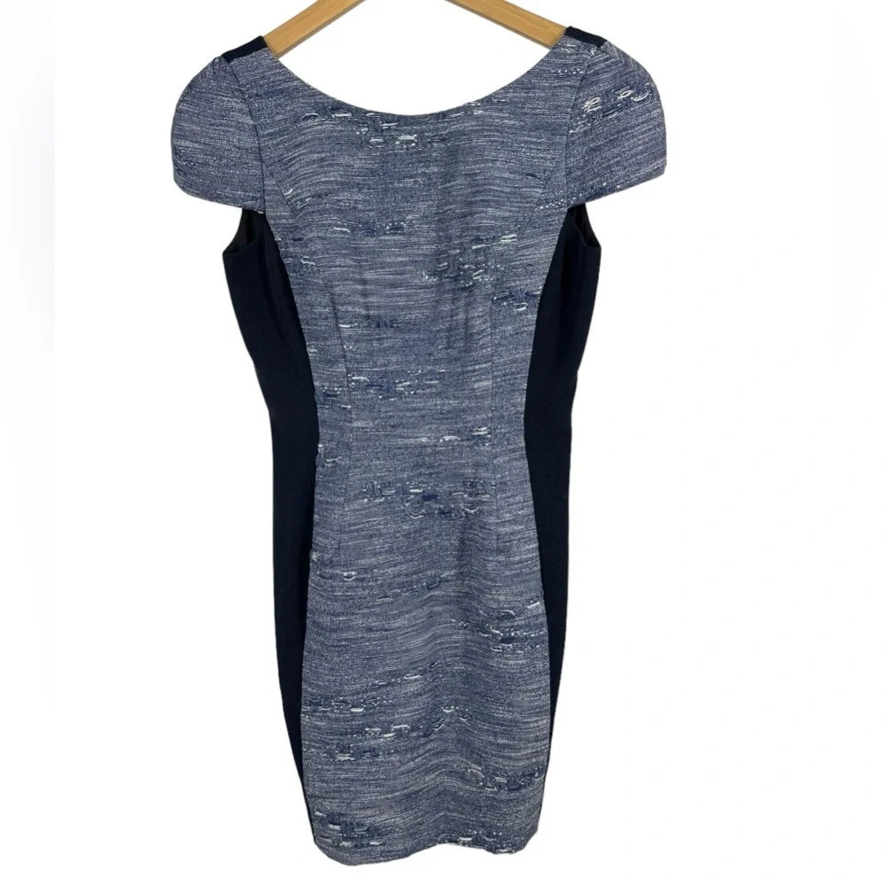 Black Halo Sheath Pencil Dress Cap Sleeve Distressed Textured Zip Size 4